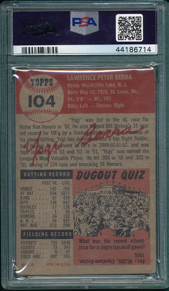 1953 Topps #104 Yogi Berra PSA 2