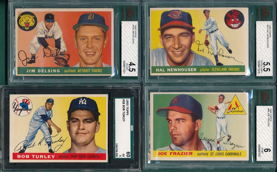1955 Topps Lot of (4) W/ #24 Hal Newhouser BVG/SGC