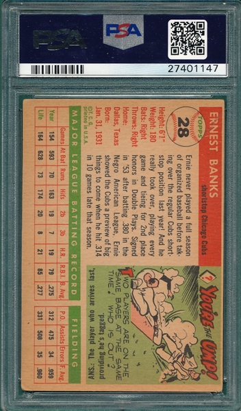 1955 Topps #28 Ernie Banks PSA 3