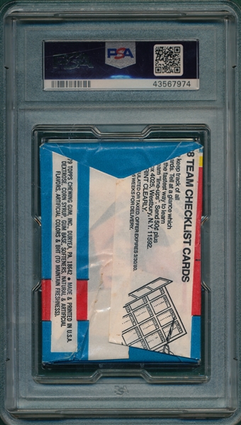 1980 Topps Football Unopened Wax Pack In 1979 Wrapper, PSA 7