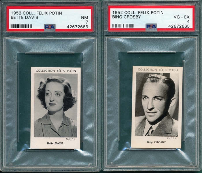 1952 Collection Felix Potin Bette Davis & Bing Crosby, Lot of (2) PSA