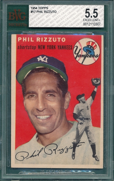 1954 Topps #17 Phil Rizzuto BVG 5.5