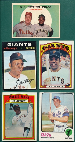 1959-73 Topps Willie Mays, Lot of (5)