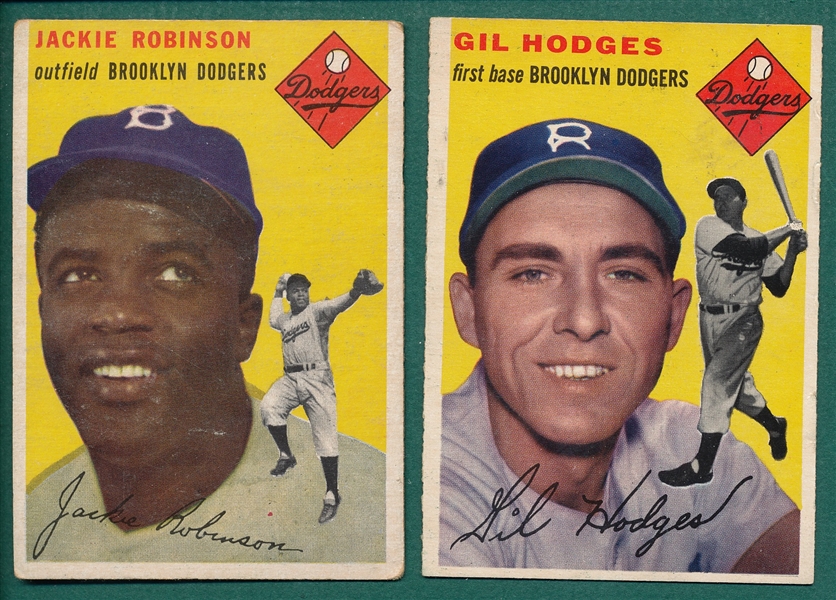1954  Topps #102 Hodges & #10 Jackie Robinson, Lot of (2)