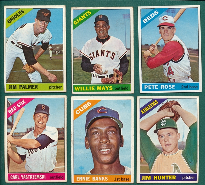 1966 Topps Lot of (6) HOFers W/ #1 Mays