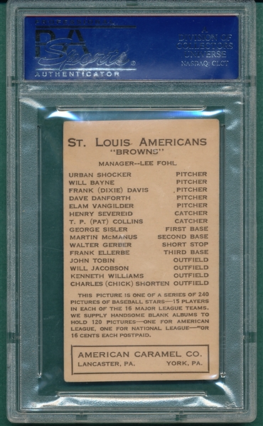 1922 E120 Shorten American Caramel Co. PSA 5