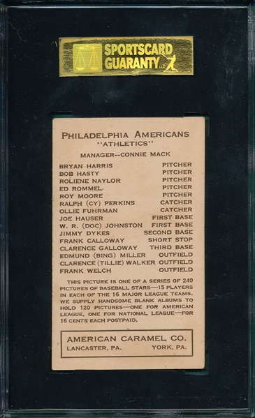 1922 E120 Miller, Bing, American Caramel Co. SGC 70