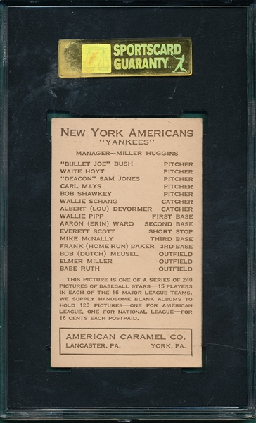 1922 E120 McNally American Caramel Co. SGC 80 