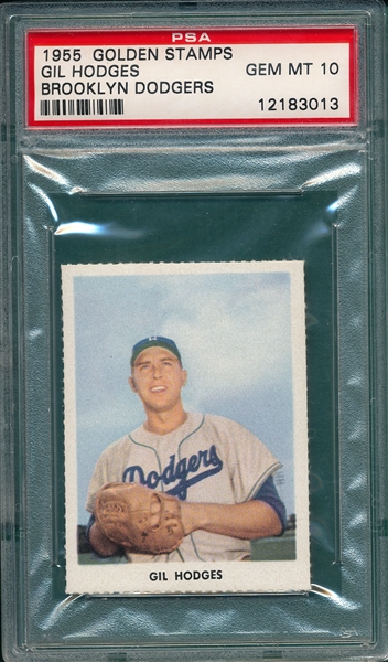 1955 Golden Stamps Dodgers Gil Hodges PSA 10 *GEM MINT*