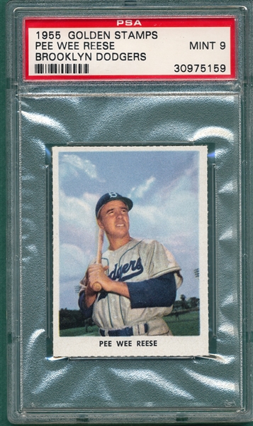 1955 Golden Stamps Dodgers Pee Wee Reese PSA 9 *MINT*