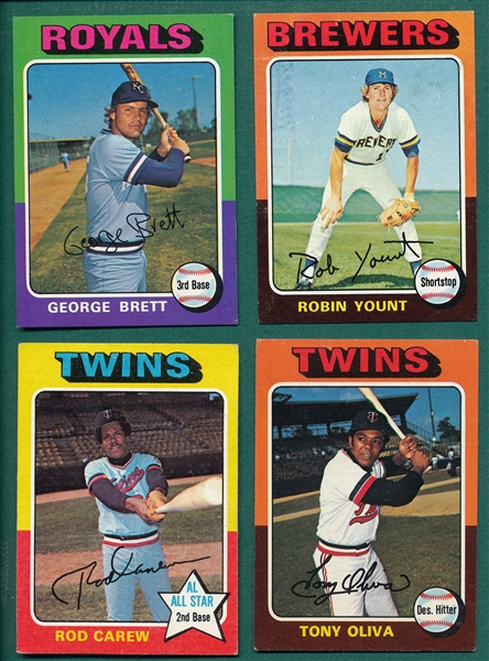 1975 Topps Lot of (4) W/ Yount & Brett, Rookies