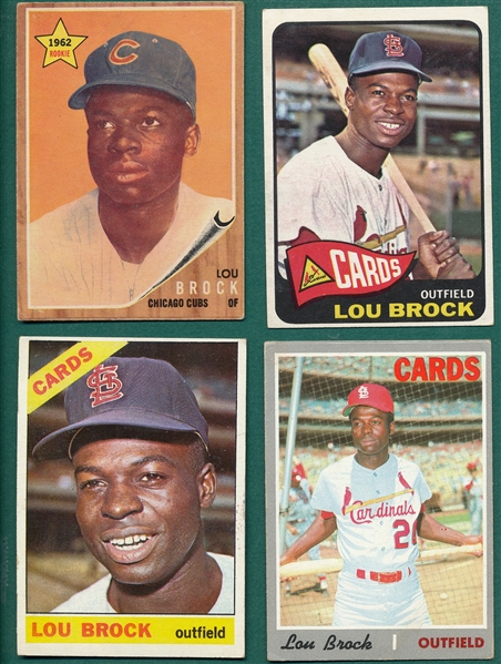 1962-70 Topps Lot of (4) Lou Brock W/ Rookie
