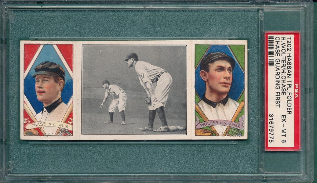 1912 T202 Chase Guarding First Wolter/Chase Hassan Cigarettes PSA 6