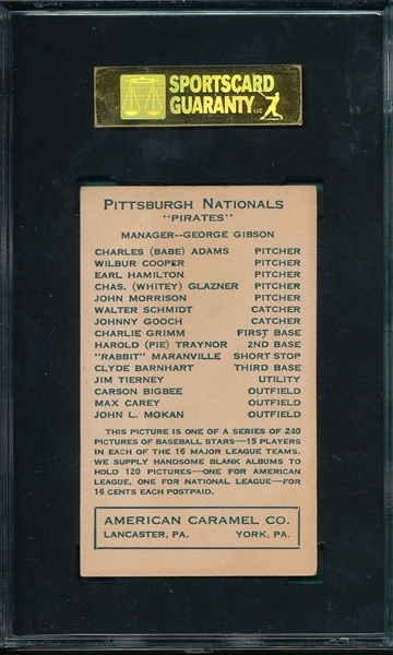 1922 E120 Carey, Max, American Caramel Co. SGC 50