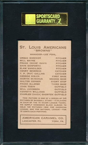 1922 E120 Vangilder American Caramel Co. SGC 60