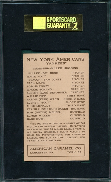 1922 E120 Mays American Caramel Co. SGC 60 