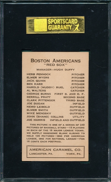 1922 E120 Leibold American Caramel Co. SGC 60 