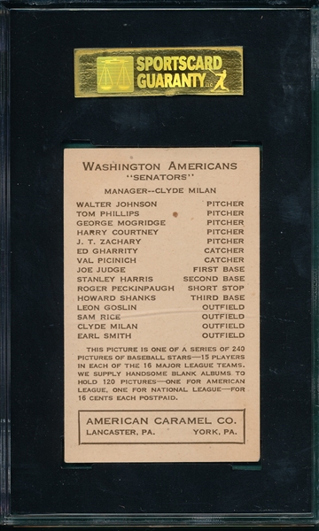 1922 E120 Harris, Stanley American Caramel Co. SGC 80 