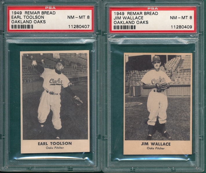 1949 Remar Bread Toolson & Wallace, Lot of (2), PSA 8