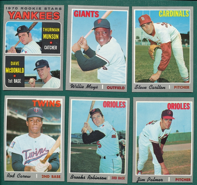 1970 Topps Lot of (6) W/ Munson, Rookie & Mays