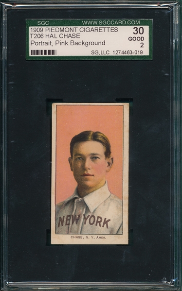 1909-1911 T206 Chase, Pink Portrait, Piedmont Cigarettes SGC 30
