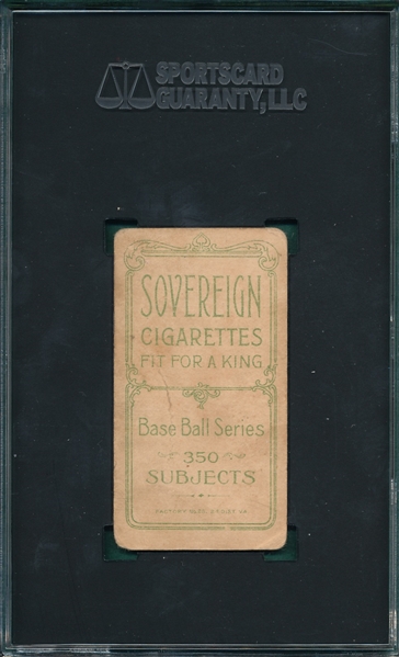 1909-1911 T206 Willis, Throwing, Sovereign Cigarettes SGC 1.5