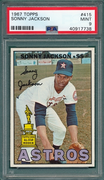 1967 Topps #415 Sonny Jackson PSA 9 *MINT* *Trophy Rookie*