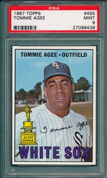 1967 Topps #455 Tommie Agee PSA 9 *MINT* *Trophy Rookie*