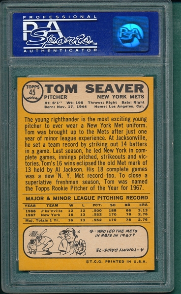 1968 Topps #45 Tom Seaver PSA 8 *Trophy Rookie*