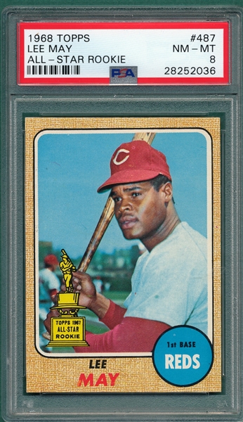 1968 Topps #487 Lee May PSA 8 *Trophy Rookie*