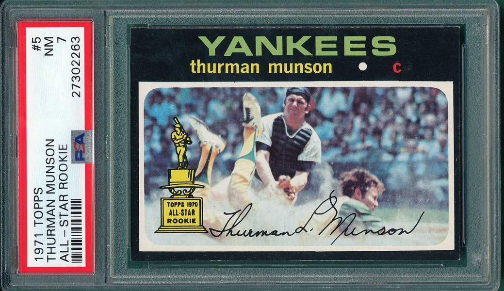 1971 Topps #005 Thurman Munson, PSA 7 *Trophy Rookie*