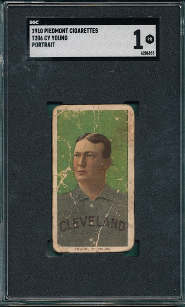 1909-1911 T206 Cy Young, Portrait, Piedmont Cigarettes SGC 1
