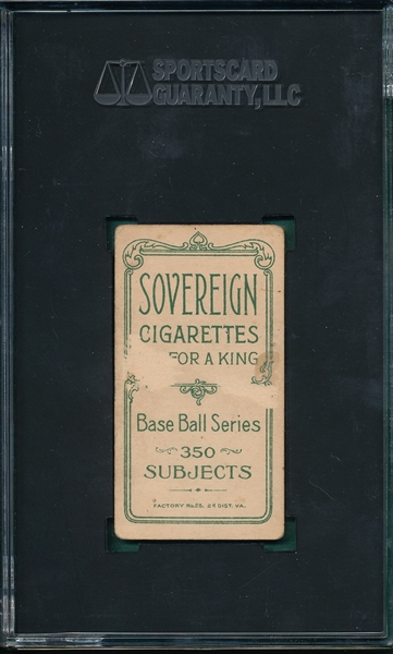 1909-1911 T206 McGraw, Portrait, No Cap, Sovereign Cigarettes SGC 1