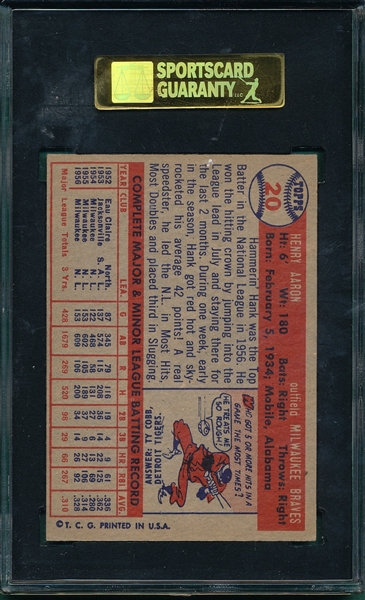 1957 Topps #20 Hank Aaron SGC 70