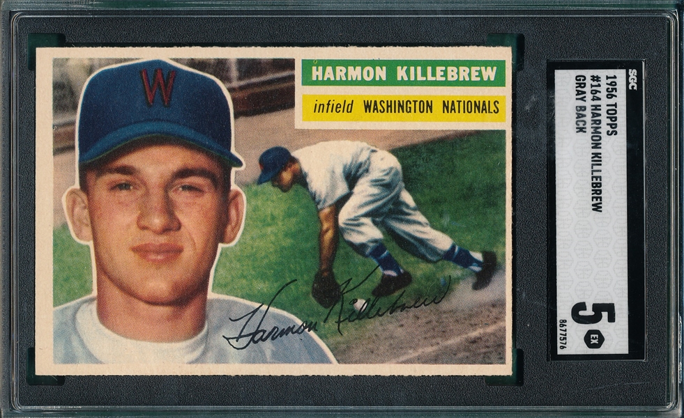 1956 Topps #164 Harmon Killebrew SGC 5 *Gray*