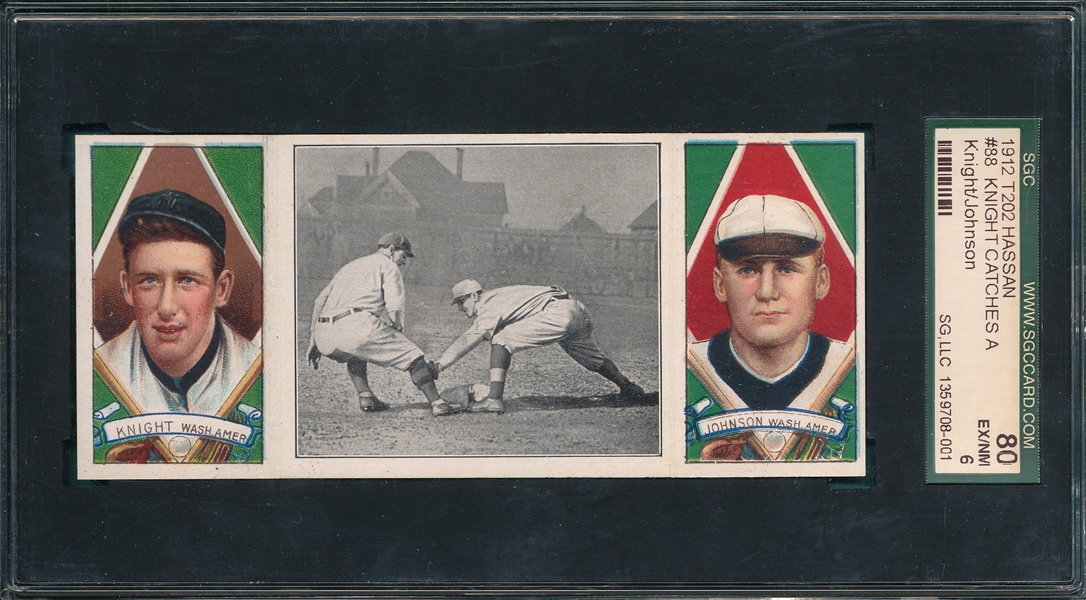 1912 T202 Knight Catches A Runner, Knight/Johnson, Hassan Cigarettes SGC 80