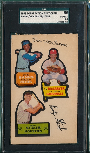 1968 Topps Action As Stickers W/ Banks SGC 55