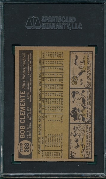 1961 Topps #388 Bob Clemente SGC 6.5