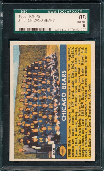 1956 Topps FB #119 Bears Team SGC 88