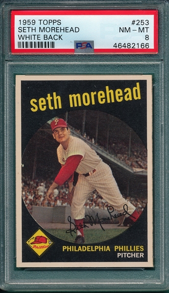 1959 Topps #253 Seth Morehead PSA 8