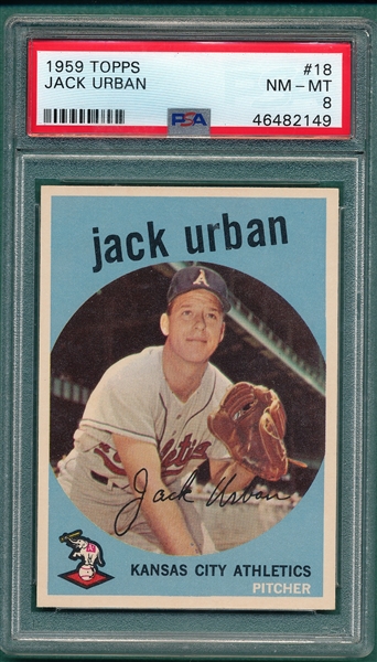 1959 Topps #18 Jack Urban PSA 8