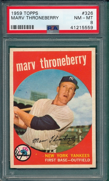 1959 Topps #326 Marv Throneberry PSA 8