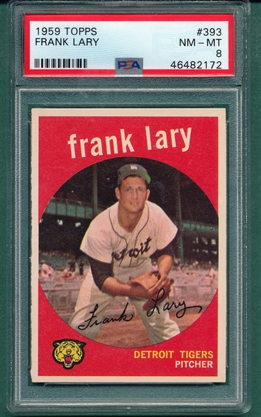 1959 Topps #393 Frank Lary PSA 8