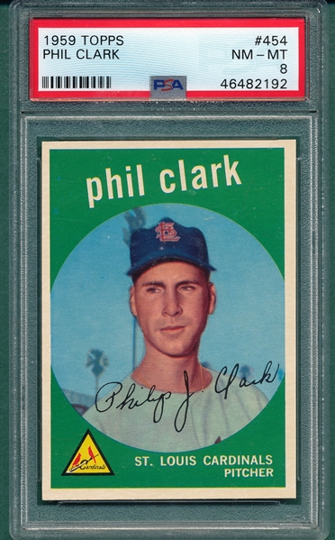 1959 Topps #454 Phil Clark PSA 8