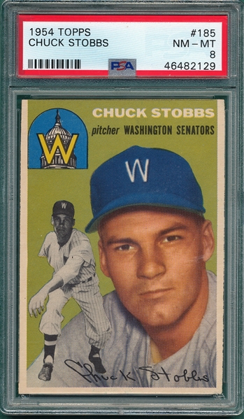 1954 Topps #185 Chuck Stobbs PSA 8