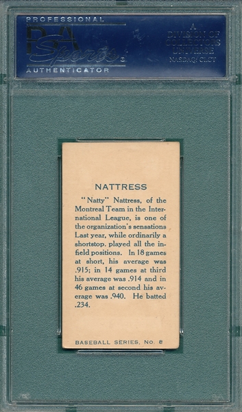 1912 C-46 #8 Nattress Imperial Tobacco PSA 4