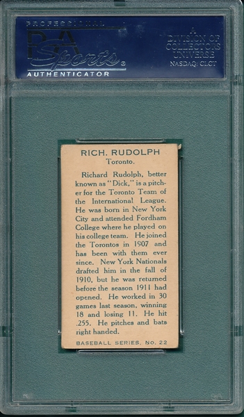 1912 C-46 #22 Rudolph Imperial Tobacco PSA 4