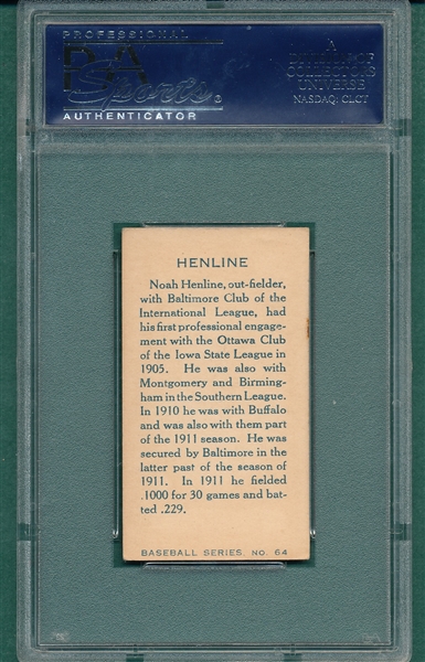 1912 C-46 #64 Henline Imperial Tobacco PSA 5