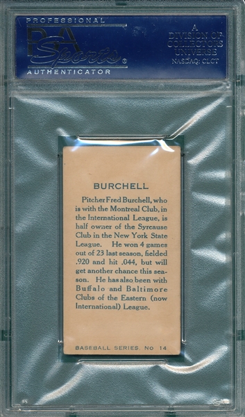 1912 C-46 #14 Burchell Imperial Tobacco PSA 4.5