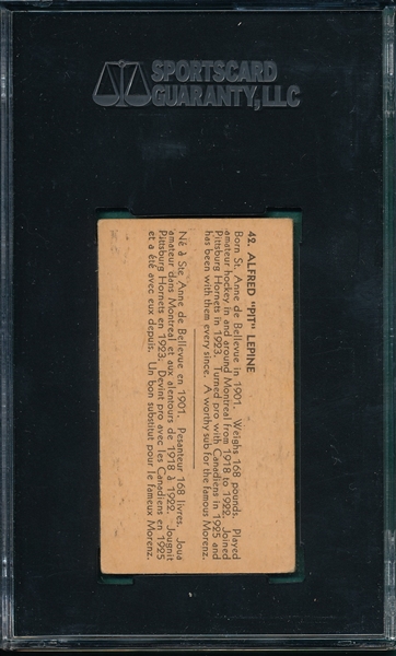 1933-34 V129 #42 Pit Lepine SGC 35